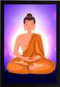eCraftIndia Meditating Lord Buddha Satin Matt Texture UV Art Ink 14 inch x 10 inch Painting