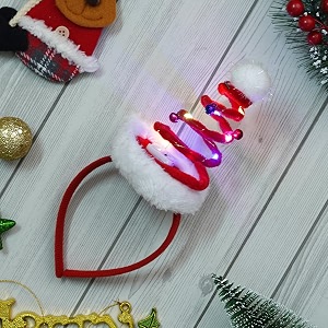 ecraftindia merry christmas themed bow headband - christmas tree design hair accessories headwear for christmas party - best gift for women girls kids red white