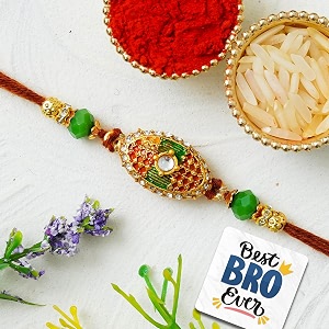 ecraftindia multicolor designer rakhi for brother with gift combo set  raksha bandhan rakhi for bhaiya bhabhi bhai kids  best bro ever fridge magnet  roli chawal pack