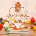 Artisyn Orange and Transparent Double Sided Crystal Car Ganesha Decorative Showpiece  -  7.5 cm