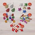 eCraftIndia Pack of 40 Festive Decoration Items with Sparkly Trees, Glittering Stars, Gift Boxes, Chocolate Toffee & Santa Claus Ornaments