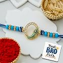 eCraftIndia Peacock Feather Designer Rakhi for Brother with Gift Combo Set | Raksha Bandhan Rakhi for Bhaiya Bhabhi Bhai Kids Boy | Best Bro Ever Fridge Magnet | Roli Chawal Pack