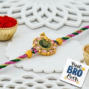 ecraftindia peacock rakhi for brother with gift combo set hamper  raksha bandhan rakhi for bhai bhaiya kids boy  best bro ever fridge magnet  roli chawal pack