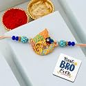 eCraftIndia Peacock Rakhi for Brother with Gift Combo Set Hamper | Raksha Bandhan Rakhi for Kids Bhai Bhaiya Kids Boy | Best Bro Ever Fridge Magnet | Roli Chawal Pack