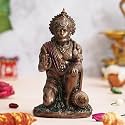 eCraftIndia Rustic Golden Resin Hanuman Ji Murti for Home Temple Mandir Blessing Lord Hanuman Idol for Car Dashboard Home Office Hanuman Statue Hanuman Murti Gift for Diwali Hanuman Jayanti Ram Navami