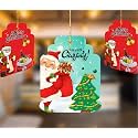 eCraftIndia Merry Christmas Tree Decoration Items | Santa Claus Gift Bag Christmas Tree Decorative Paper Card Door Wall Hanging (Set of 10) | Xmas Gifts Hanging Ornaments Props