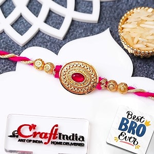 ecraftindia lord ganesha bracelet rakhi for brother with gift combo set  single rakhi bracelet for brother bhai bhaiya bhabhi  beads bracelet for man  best bro ever fridge magnet