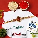eCraftIndia Rudraksha Rakhi for Brother with Gift Combo Set Hamper | Single Raksha Bandhan Rakhi for Bhai Bhaiya Kids Boy | Best Bro Ever Fridge Magnet | Roli Chawal Pack