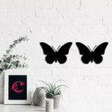 eCraftIndia Set of 2 Butterflies Black Engineered Wood Wall Art Cutout, Ready to Hang Home Decor Decorative Showpiece  -  10.2 cm
