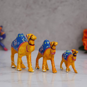 artisyn set of 3 multicolor camel statues animal figurines decorative showpieces decorative showpiece  -  5 cm