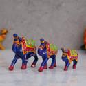 eCraftIndia Set of 3 Multicolor Camel Statues Animal Figurines Decorative Showpieces Decorative Showpiece  -  4 cm