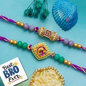 ecraftindia set of 2 om ganesha rakhis  best bro ever fridge magnet  roli chawal pack  designer rakhi for brother bhaiya bhai bhabhi kids