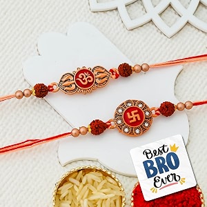 ecraftindia set of 2 rakhi for brother  swastika om rakhi for kids  rakhis  best bro ever fridge magnet  roli chawal pack