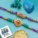 eCraftIndia Set of 2 Om Ganesha Rakhis | Best Bro Ever Fridge Magnet | Roli Chawal Pack | Designer Rakhi for Brother Bhaiya Bhai Bhabhi Kids