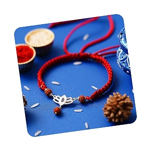 ecraftindia shiva trinetra third eye rudraksha 925 sterling silver rakhi for brother bhaiya bhai  roli chawal pack  raksha bandhan bracelet rakhi hamper  chandi ki rakhis