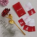 eCraftIndia Valentine Gift for Girlfriend Boyfriend | Set of 12 Love Coupons Greeting Card, Golden Red Rose Showpiece | Valentine Day Gift for Husband Wife Her Him | Valentine Day Decoration Items