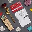 eCraftIndia Valentine Gift for Girlfriend Boyfriend Love Valentine Cards Golden Red Rose Showpiece, Message Bottle Gift Box| Valentine Day Gift for Husband Wife Her Him| Valentine Day Decoration Items