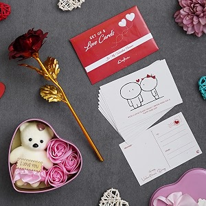 ecraftindia valentine gift for girlfriend boyfriend love valentine cards golden red rose teddy pink roses heart shaped gift box valentine day gift for husband wife her valentine day decoration item