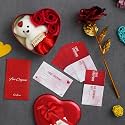 eCraftIndia Valentine Gift for Girlfriend Boyfriend Love Coupons Greeting Card, Golden Red Roses Teddy Heart Shaped Gift Box Valentine Day Gift for Husband Wife Her Him| Valentine Day Decoration Items