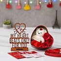 eCraftIndia Valentine Gift for Girlfriend Boyfriend Love Coupons My Heart Beats Only for You Showpiece, Teddy Red Roses Gift Box Valentine Day Gift for Husband Wife Her Him| Valentine Decoration Items