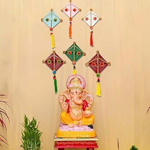 ecraftindia woollen kite wall hangings for home decoration pack of 6 makar sankranti decoration items kite decoration for sankranti home decor items for living room bedroom hanging decorative items