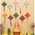 eCraftIndia Woollen Kite Wall Hangings for Home Decoration Pack of 8| Makar Sankranti Decoration Items| Kite Decoration for Sankranti| Home Decor Items for Living Room Bedroom Hanging Decorative Items