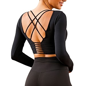 Ecupper Womens Short Sleeve Sport Crop Top