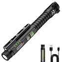EDC Flashlight Rechargeable,800 Lumen Small Flashlight with Magnetic Clip &amp; Base, 11 Modes LED Flashlight,Glass Breaker&amp;Bottle Opener, USB-C Flashlight for Working,Home and Emergency