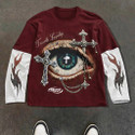 Eddicted Graphic Print Men Round Neck Maroon
