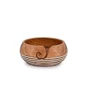 EDHAS Yarn Storage Acacia Wood Hand Made by Indian Artisans Yarn Bowl for Crocheting & Knitting (6" x 6" x 3'')