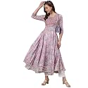 Women Cotton Printed Round Neck 34 Sleeve