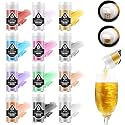 Edible Glitter – 12 Colors Luster Dust Drink Glitter, Food Grade Cocktail Shimmer Powder for Beverages, Cakes, Chocolate & Candy, 5g/Bottle, Christmas Holiday Festive Baking Decoration