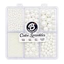 Edible Pearls, White Pearl Sprinkles 4 Sizes for Wedding Cake Decorations