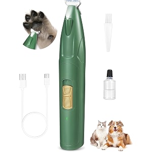edihome pet paw trimmer for dogs amp cats led light low noise rechargeable cordless electric grooming clipper kit safe precision hair trimmer for paws face eyes ears rump 2 speed shaver toolcolor-green