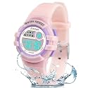 Edillas Kids Digital Watch 7-Color LED Light Waterproof Wristwatch Ideal for Children