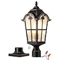 EDISHINE 21.9" Large Size Outdoor Post Light Dusk to Dawn Pier Mount Black