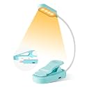 EDISHINE Book Reading Light, Clip On LED Lamp, Eye Care 3 Color Modes &amp; Stepless Dimmable with Memory, USB Rechargeable, 2 Charging Modes, Use While Charging, Gifts for Readers, Kids, Travel (Blue)