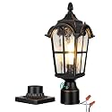 EDISHINE Dusk to Dawn Outdoor Post Light with Pier Mount Base Black
