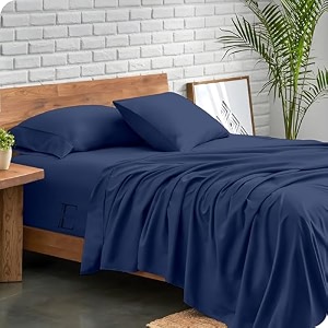 edmund - double bed bedsheet  super soft brushed microfiber bedsheet for double bed 90x100 inches  machine washable amp hypoallergenic bedsheet with 2 pillow cover - navy blue