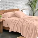 EDMUND - Double Bed Bedsheet | Super Soft Brushed Microfiber Bedsheet for Double Bed (90X100 Inches) | Machine Washable &amp; Hypoallergenic Bedsheet with 2 Pillow Cover - Peach