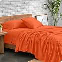 EDMUND - Double Bed Bedsheet | Super Soft Brushed Microfiber Bedsheet for Double Bed (90X100 Inches) | Machine Washable &amp; Hypoallergenic Bedsheet with 2 Pillow Cover - Orange