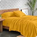 EDMUND - Double Bed Bedsheet | Super Soft Brushed Microfiber Bedsheet for Double Bed (90X100 Inches) | Machine Washable &amp; Hypoallergenic Bedsheet with 2 Pillow Cover - Gold