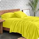 EDMUND - King Size Bedsheet | Super Soft Brushed Microfiber Bedsheet for King Size (92X102 Inches) | Machine Washable &amp; Hypoallergenic Bedsheet with 2 Pillow Cover - Yellow