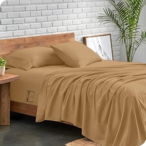 edmund - single bed bedsheet  super soft brushed microfiber bedsheet for single bed 60x90 inches  machine washable amp hypoallergenic bedsheet with 1 pillow cover - beige