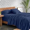 EDMUND Single Bed Bedsheet | Super Soft Brushed Microfiber Bedsheet for Single Bed (60X90 Inches) | Machine Washable &amp; Hypoallergenic Bedsheet with 1 Pillow Cover - Navy Blue