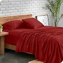 EDMUND - Single Bed Bedsheet | Super Soft Brushed Microfiber Bedsheet for Single Bed (60X90 Inches) | Machine Washable &amp; Hypoallergenic Bedsheet with 1 Pillow Cover - Burgundy