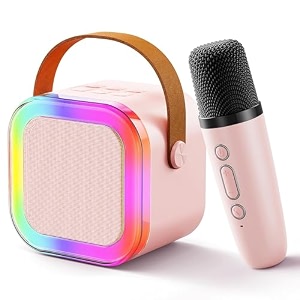 ednita karaoke mic with speaker for kids 5w mini wireless bluetooth portable machine 5hrs playtime light amp voice effects multi play modes k12tf cardusbtype c fast charging port multicolor