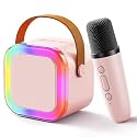 EDNITA Karaoke Mic with Speaker for Kids, 5W Mini Wireless Bluetooth Portable Machine, 5Hrs Playtime Light &amp; Voice Effects Multi Play Modes K12/TF Card/USB/Type C Fast Charging Port (Multicolor)