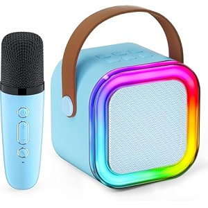 ednita mini karaoke machine for kids adults  portable bluetooth karaoke speaker with mic for kids teens adults ideal gifts for girls boys birthday holiday home party blue