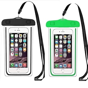 ednita waterproof mobile pouch cover case for all mobiles compatible with iphone samsung oppo vivo other rainproof pouch 7 inches pack of 2 - blackampgreen